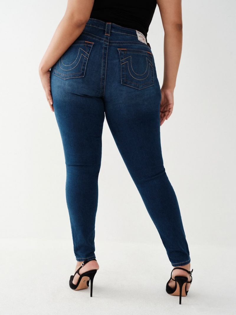 Originals True Religion Halle Mid Rise Super Mince Jean Femme Blanche Bleu | STA-60245624