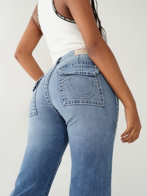 Big T & Super T Stitch True Religion Sarah High Rise Big T Droit Jean Femme Noir | OGM-48107643