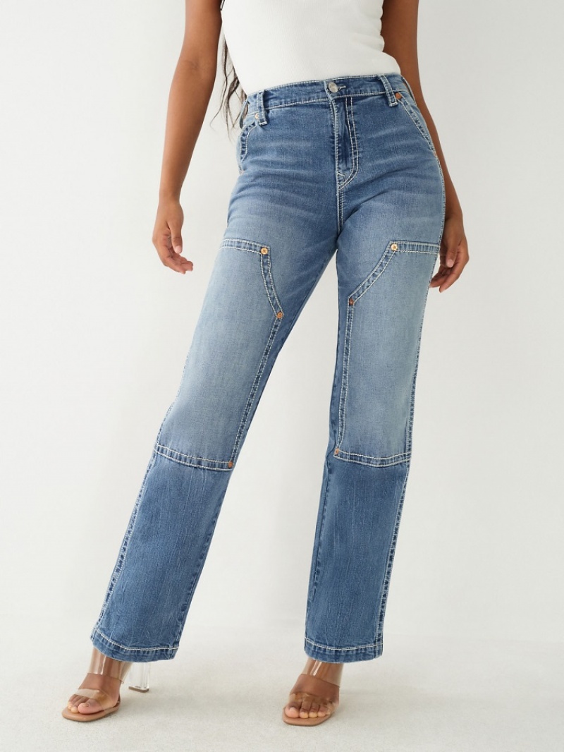 Big T & Super T Stitch True Religion Sarah High Rise Big T Droit Jean Femme Noir | OGM-48107643