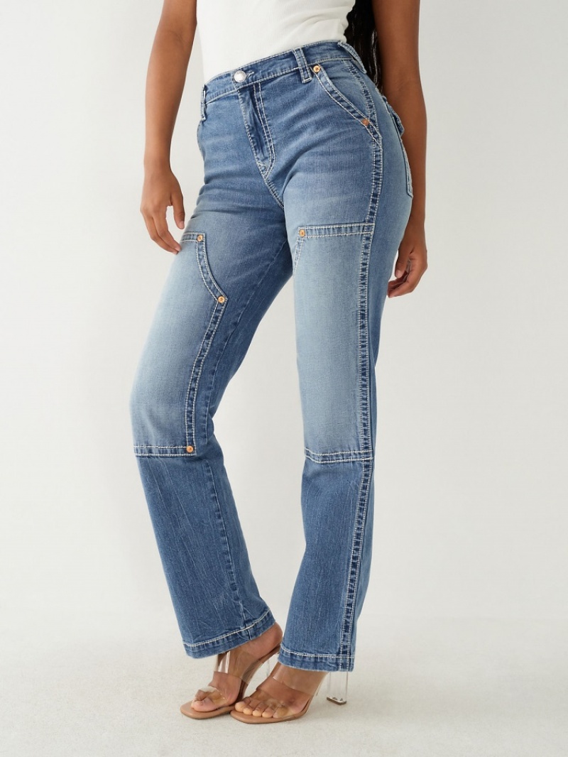 Big T & Super T Stitch True Religion Sarah High Rise Big T Droit Jean Femme Noir | OGM-48107643