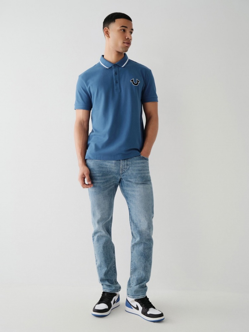 Chemises True Religion Logo Polo Shirt Homme Bleu | XMA-77362397