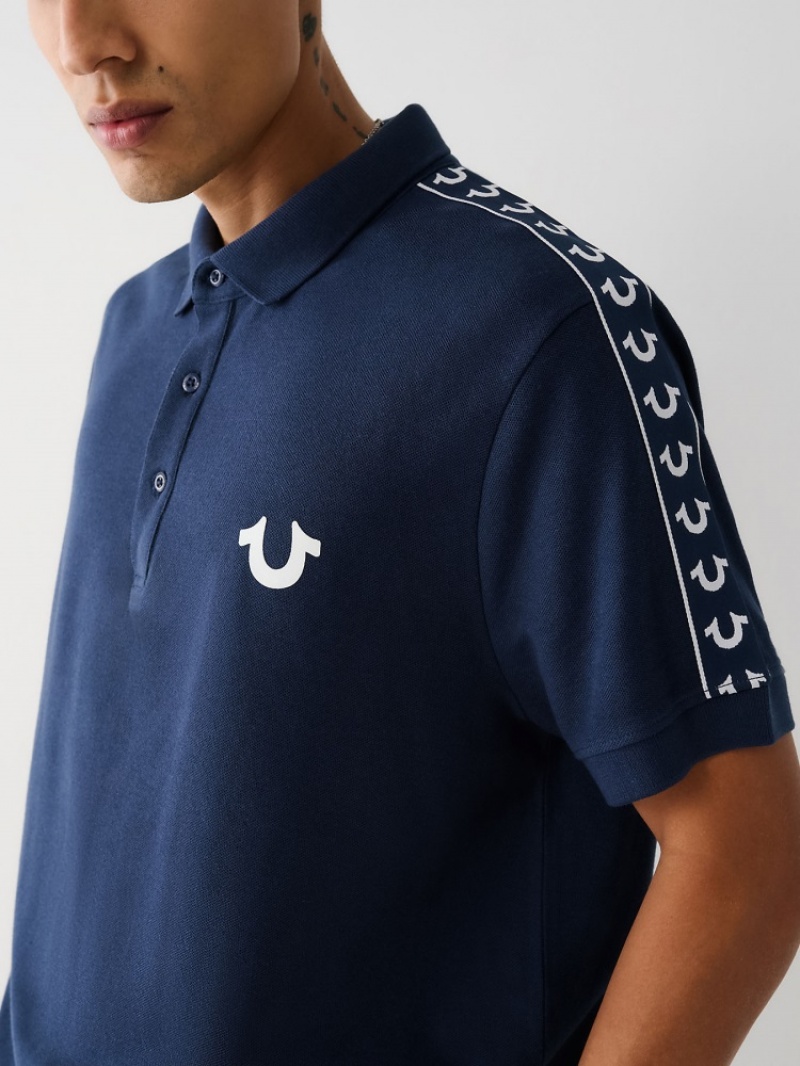 Chemises True Religion Logo Polo Shirt Homme Bleu Orange | MPY-55930153