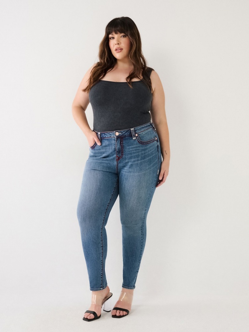 Big T & Super T Stitch True Religion Plus Jennie Super T Curvy Mince Jean Femme Bleu Marine | NJV-11545320