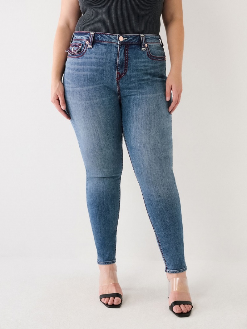 Big T & Super T Stitch True Religion Plus Jennie Super T Curvy Mince Jean Femme Bleu Marine | NJV-11545320