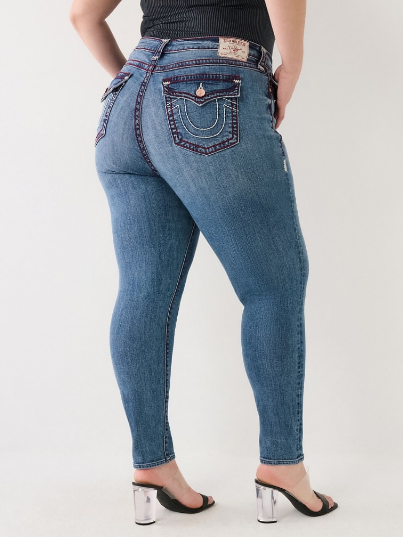 Big T & Super T Stitch True Religion Plus Jennie Super T Curvy Mince Jean Femme Bleu Marine | NJV-11545320