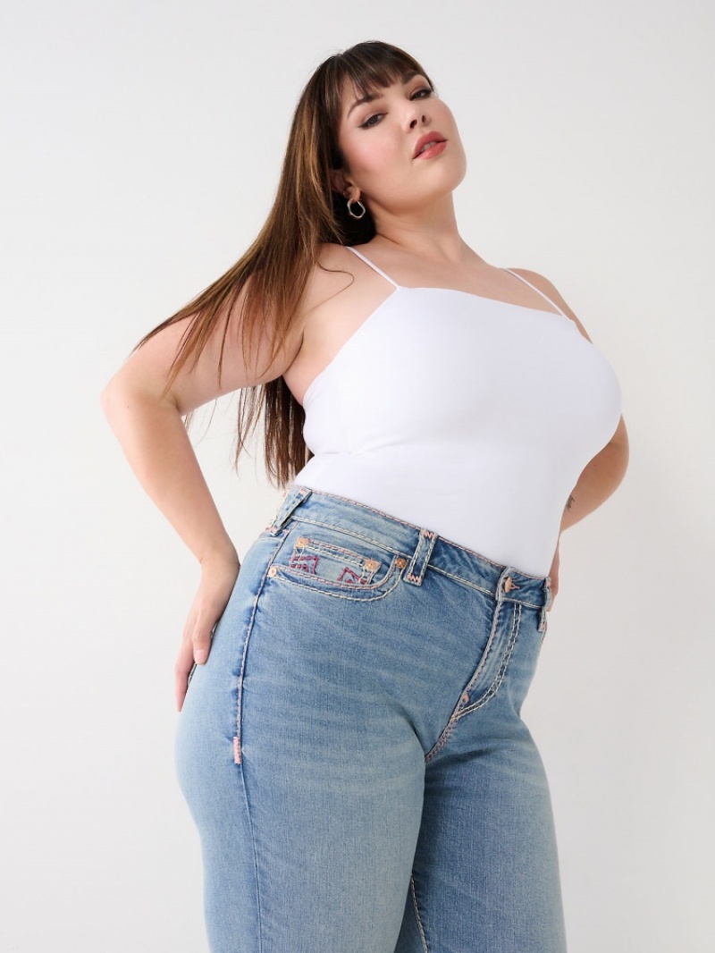 Big T & Super T Stitch True Religion Plus Jennie Super T Curvy Mince Jean Femme Bleu | PIK-22122889