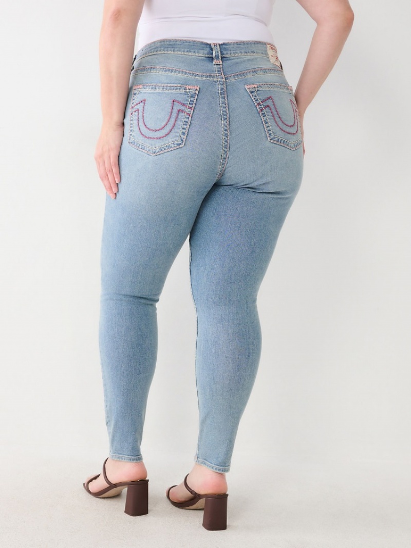 Big T & Super T Stitch True Religion Plus Jennie Super T Curvy Mince Jean Femme Bleu | PIK-22122889