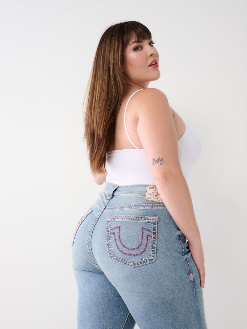 Big T & Super T Stitch True Religion Plus Jennie Super T Curvy Mince Jean Femme Bleu | PIK-22122889