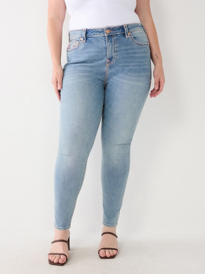 Big T & Super T Stitch True Religion Plus Jennie Super T Curvy Mince Jean Femme Bleu | PIK-22122889