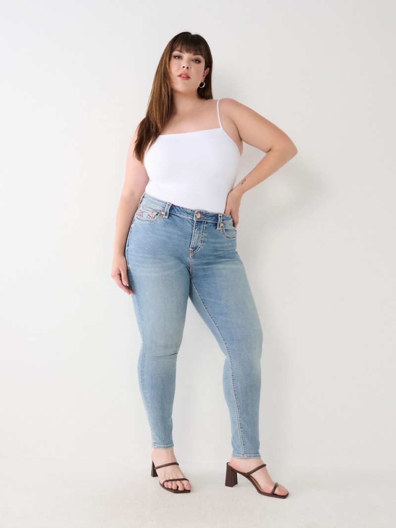 Big T & Super T Stitch True Religion Plus Jennie Super T Curvy Mince Jean Femme Bleu | PIK-22122889