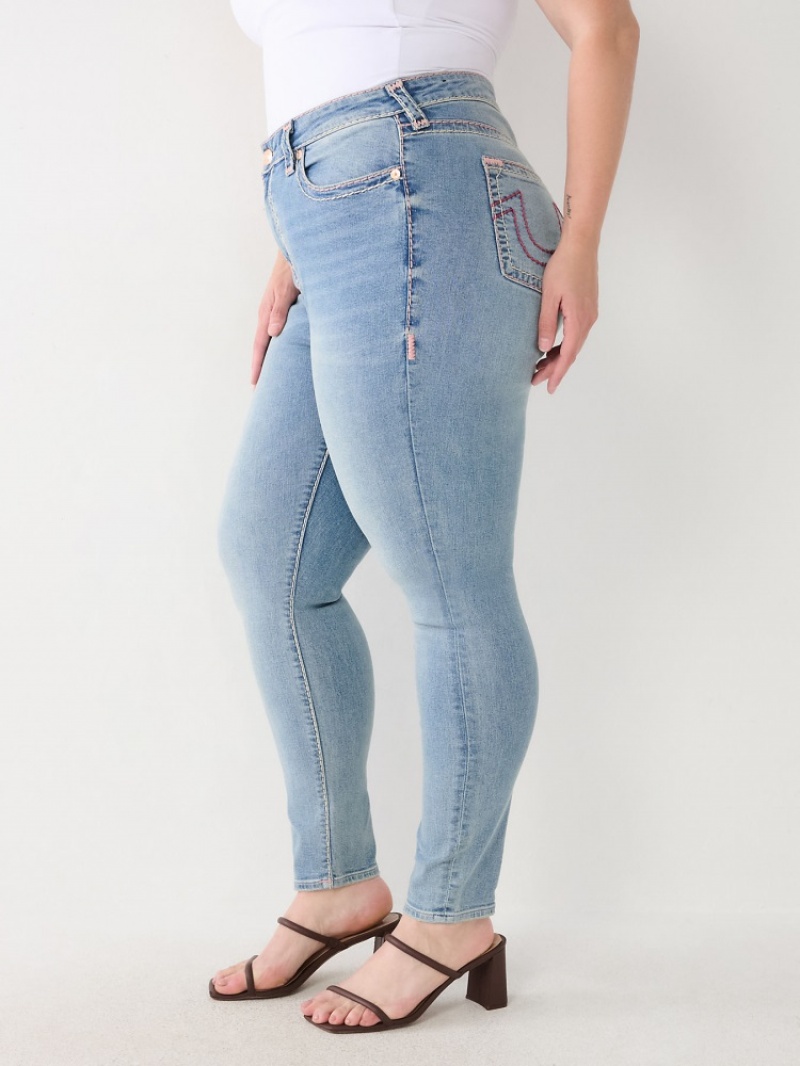 Big T & Super T Stitch True Religion Plus Jennie Super T Curvy Mince Jean Femme Bleu | PIK-22122889