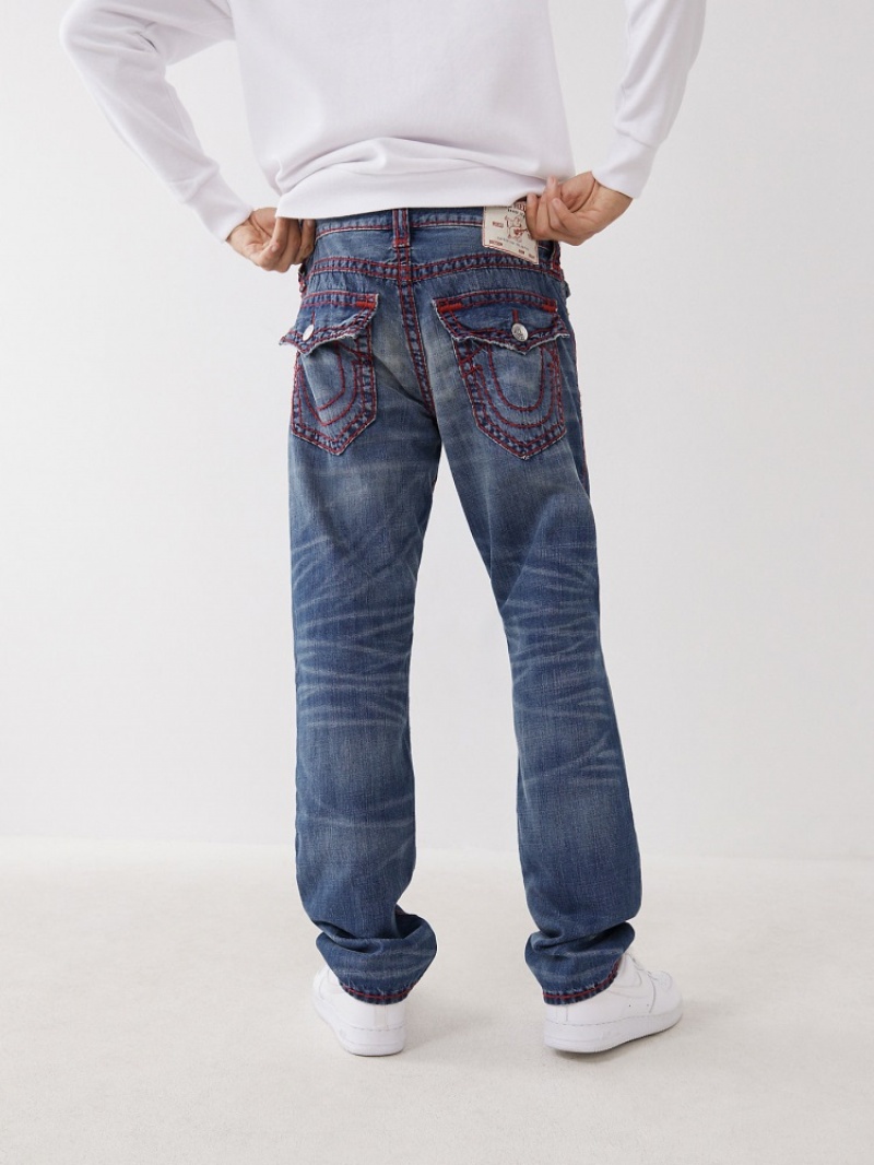 Flap Pocket Jeans True Religion Ricky Red Stitch Super T Jean Homme Blanche Bleu | FUA-72164632