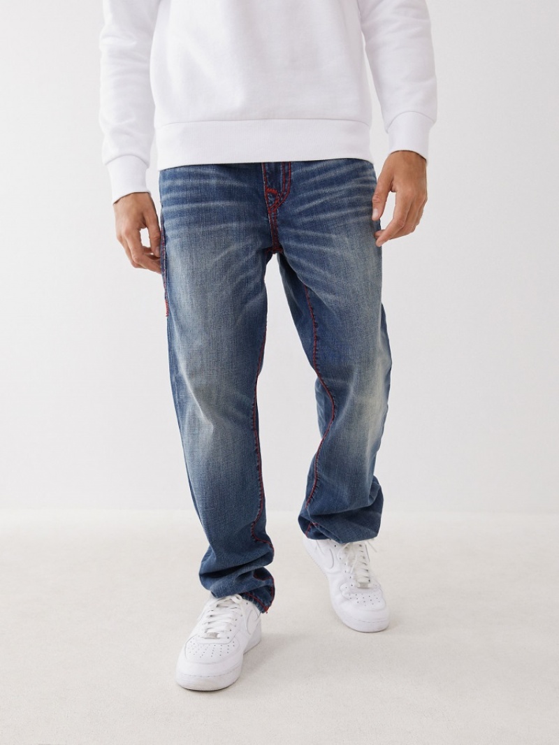 Flap Pocket Jeans True Religion Ricky Red Stitch Super T Jean Homme Blanche Bleu | FUA-72164632