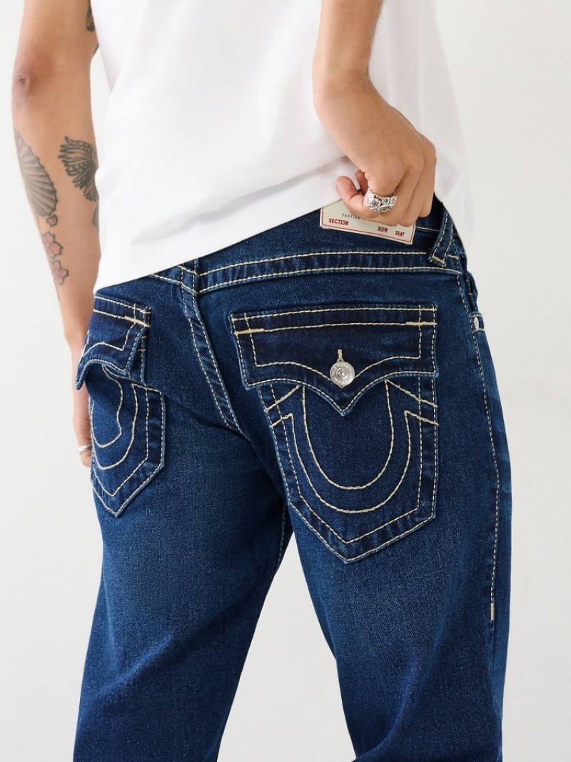 Flap Pocket Jeans True Religion Ricky Big T Stitch Droit Jean Homme Bleu Marine | YGT-17106543