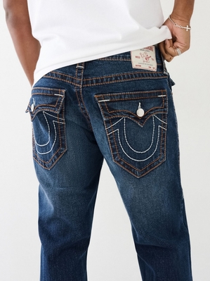 Flap Pocket Jeans True Religion Ricky Big T Stitch Droit Jean Homme Bleu | TVQ-80175331