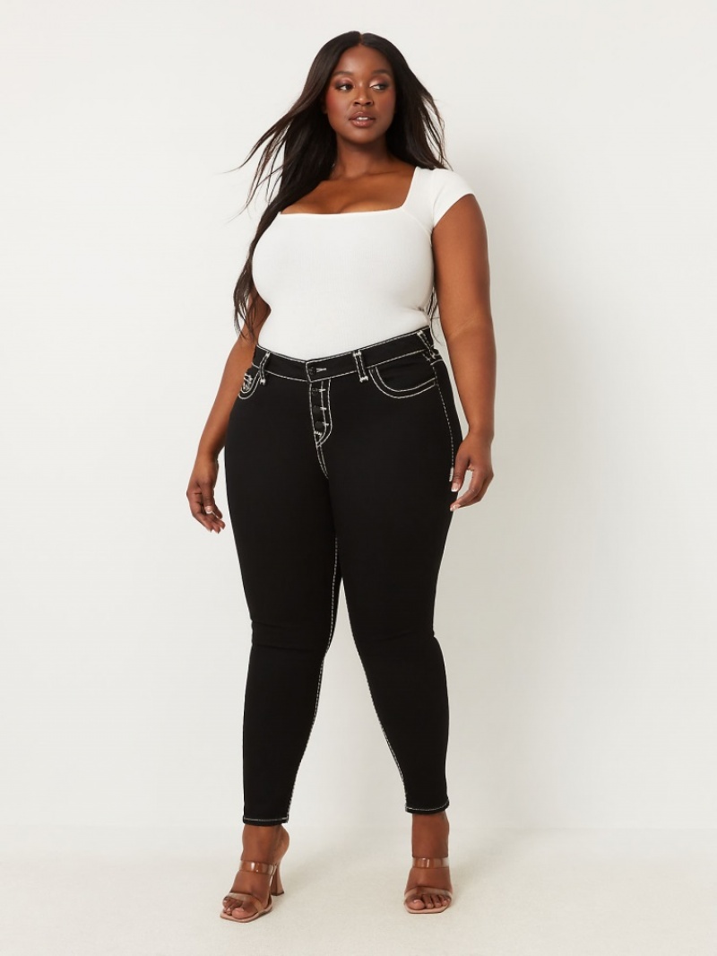 Big T & Super T Stitch True Religion Plus Halle Super T High Rise Super Mince Jean Femme Blanche Noir | EOH-77754562