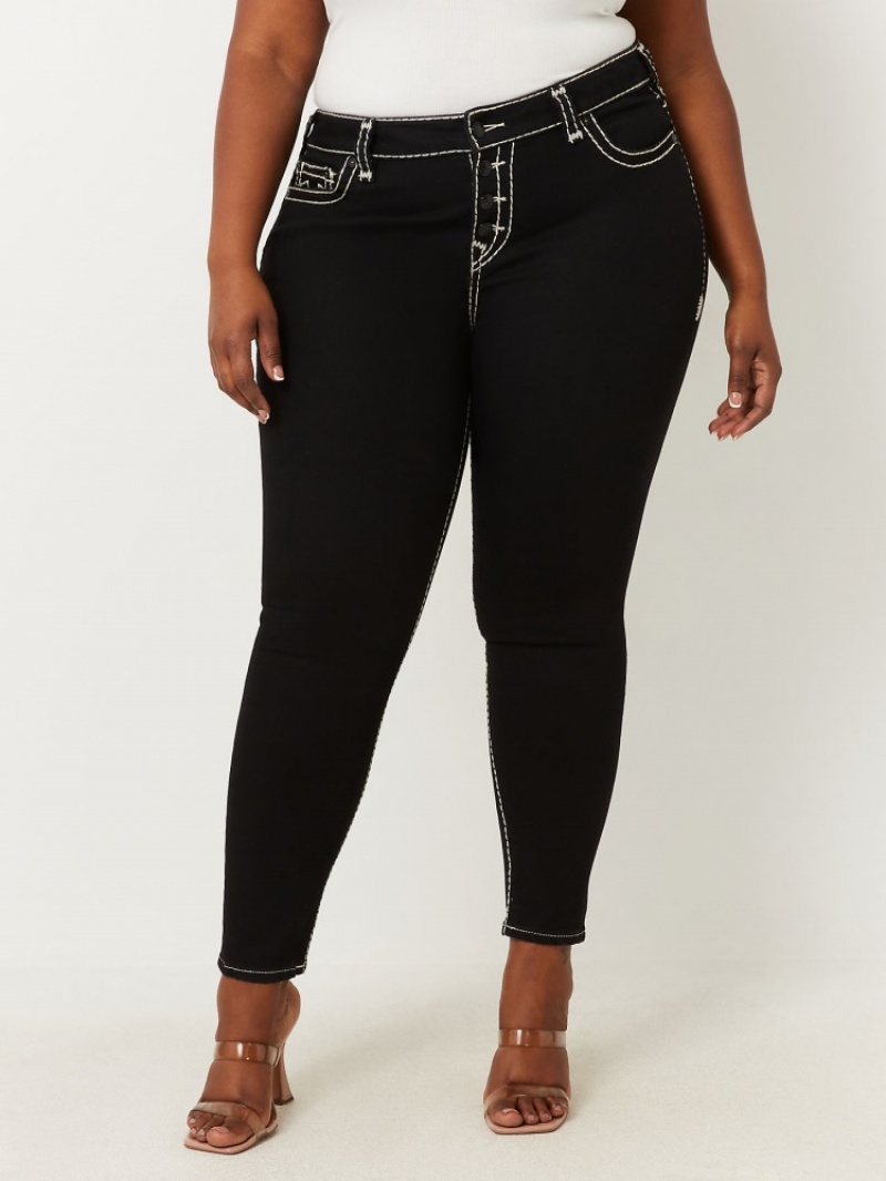 Big T & Super T Stitch True Religion Plus Halle Super T High Rise Super Mince Jean Femme Blanche Noir | EOH-77754562