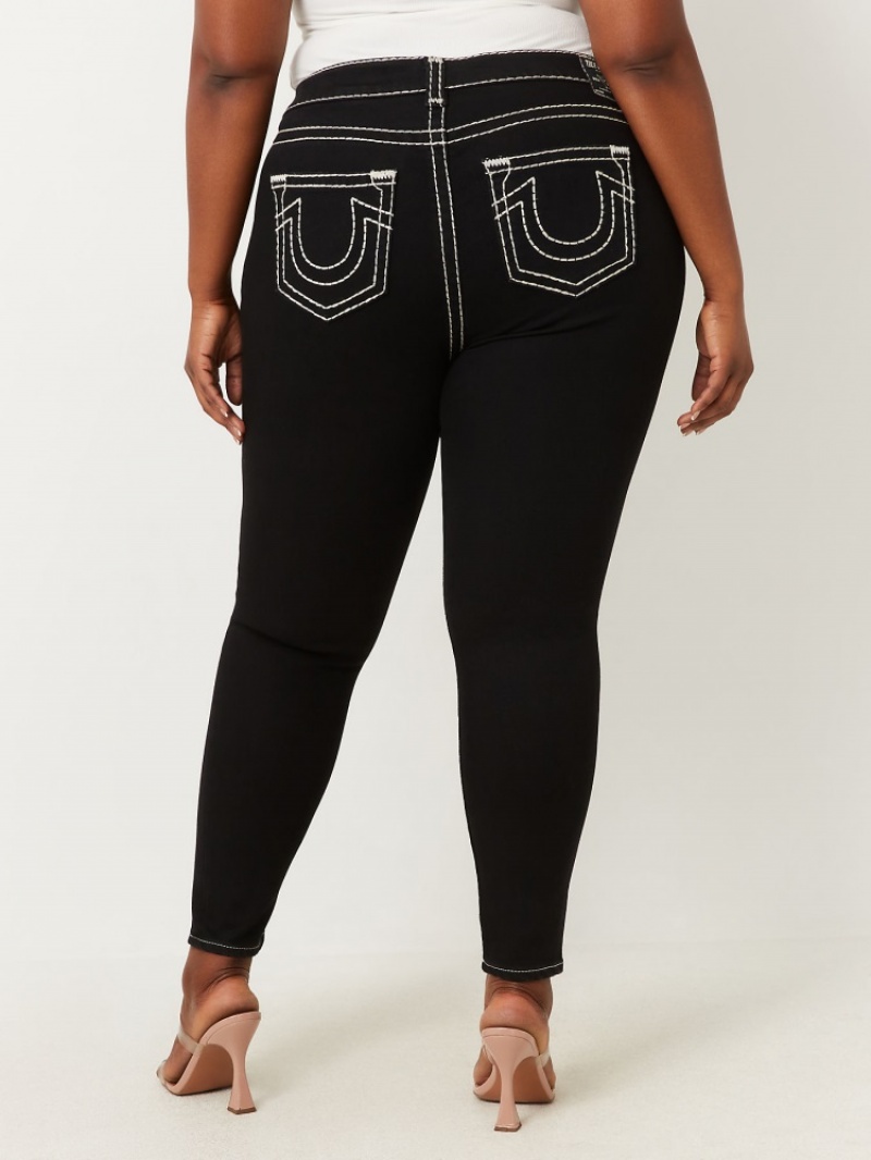 Big T & Super T Stitch True Religion Plus Halle Super T High Rise Super Mince Jean Femme Blanche Noir | EOH-77754562