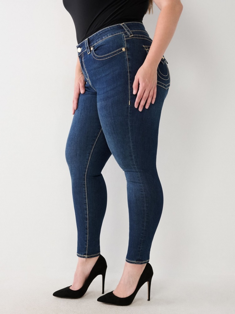 Big T & Super T Stitch True Religion Plus Halle Big T High Rise Super Mince Jean Femme Bleu Orange | QNM-42899404