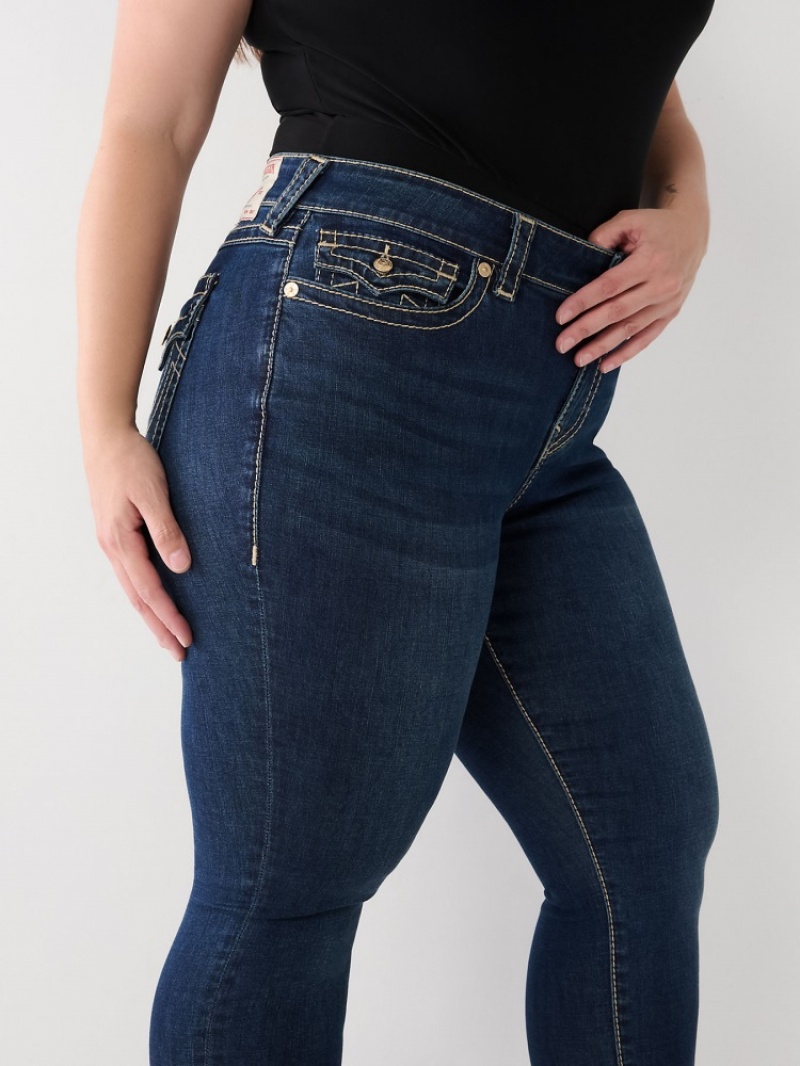 Big T & Super T Stitch True Religion Plus Halle Big T High Rise Super Mince Jean Femme Bleu Orange | QNM-42899404