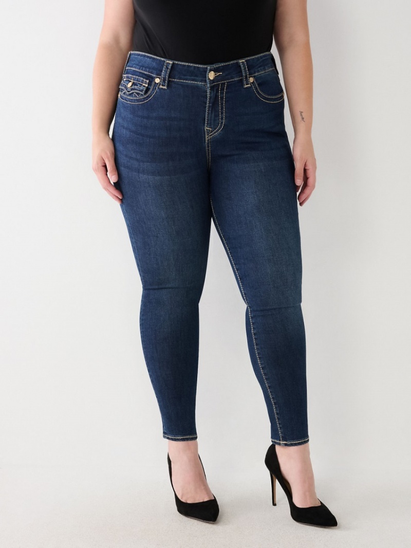 Big T & Super T Stitch True Religion Plus Halle Big T High Rise Super Mince Jean Femme Bleu Orange | QNM-42899404