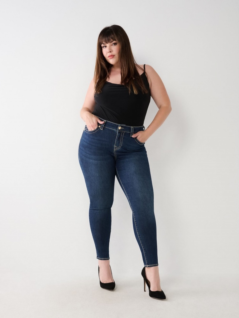 Big T & Super T Stitch True Religion Plus Halle Big T High Rise Super Mince Jean Femme Bleu Orange | QNM-42899404