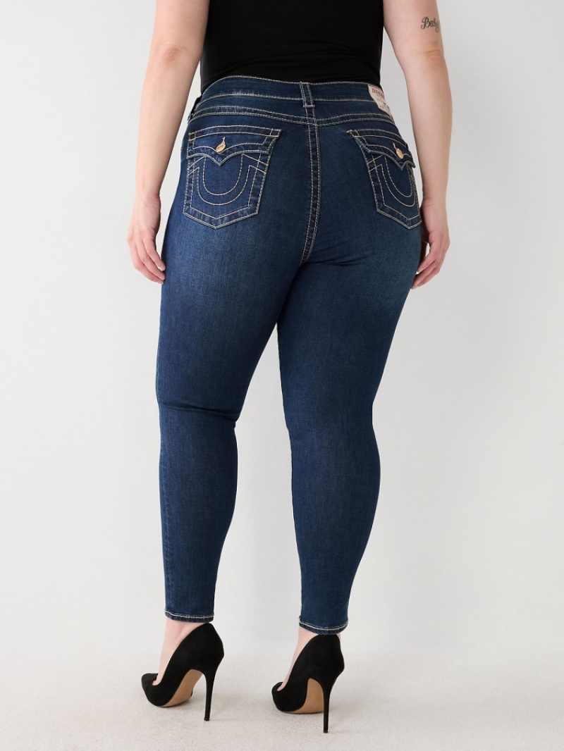 Big T & Super T Stitch True Religion Plus Halle Big T High Rise Super Mince Jean Femme Bleu Orange | QNM-42899404