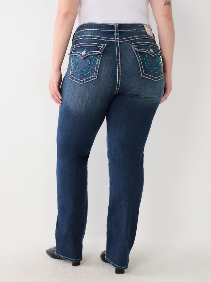 Big T & Super T Stitch True Religion Plus Billie Super T Stitch Droit Jean Femme Noir Jaune | UZM-46929187