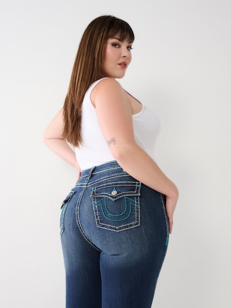 Big T & Super T Stitch True Religion Plus Billie Super T Stitch Droit Jean Femme Noir Jaune | UZM-46929187