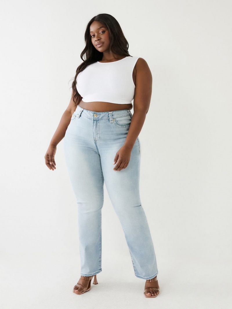 Big T & Super T Stitch True Religion Plus Billie Mid Rise Super T Droit Jean Femme Kaki | ZTI-76139865