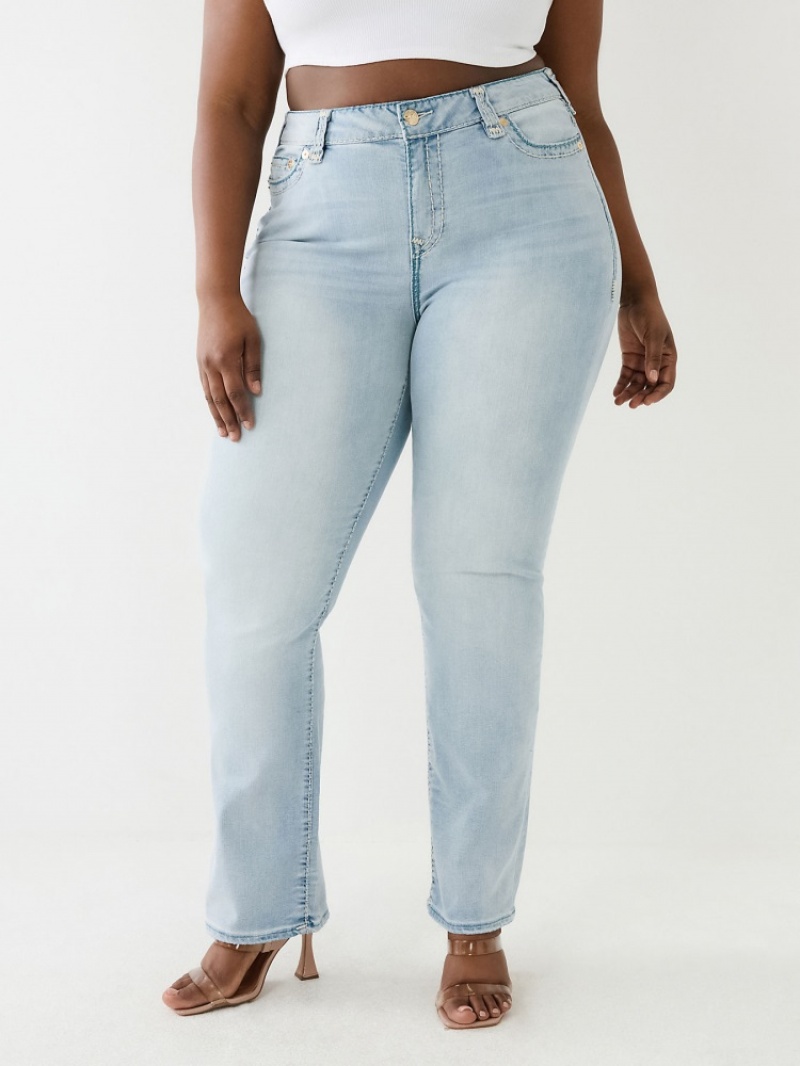 Big T & Super T Stitch True Religion Plus Billie Mid Rise Super T Droit Jean Femme Kaki | ZTI-76139865