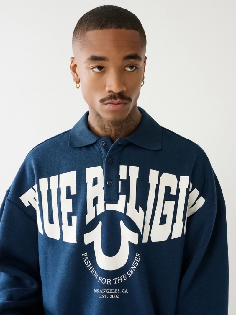 Sweat a Capuche True Religion Tr Logo Rugby Homme Bleu Marine | TOY-49466179