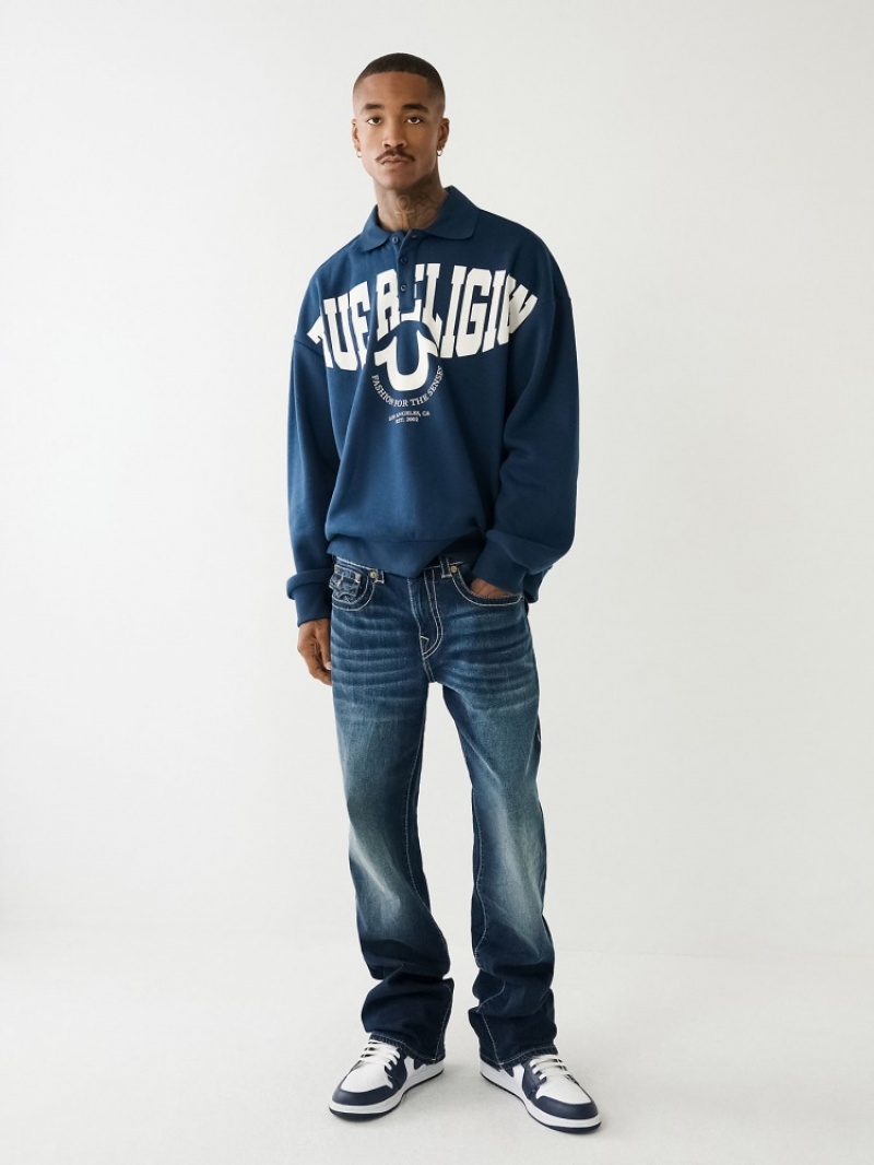 Sweat a Capuche True Religion Tr Logo Rugby Homme Bleu Marine | TOY-49466179