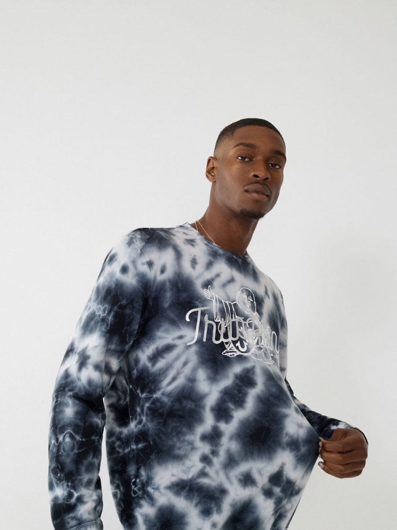 Sweat a Capuche True Religion Tie Dye Homme Bleu | WAV-17564848