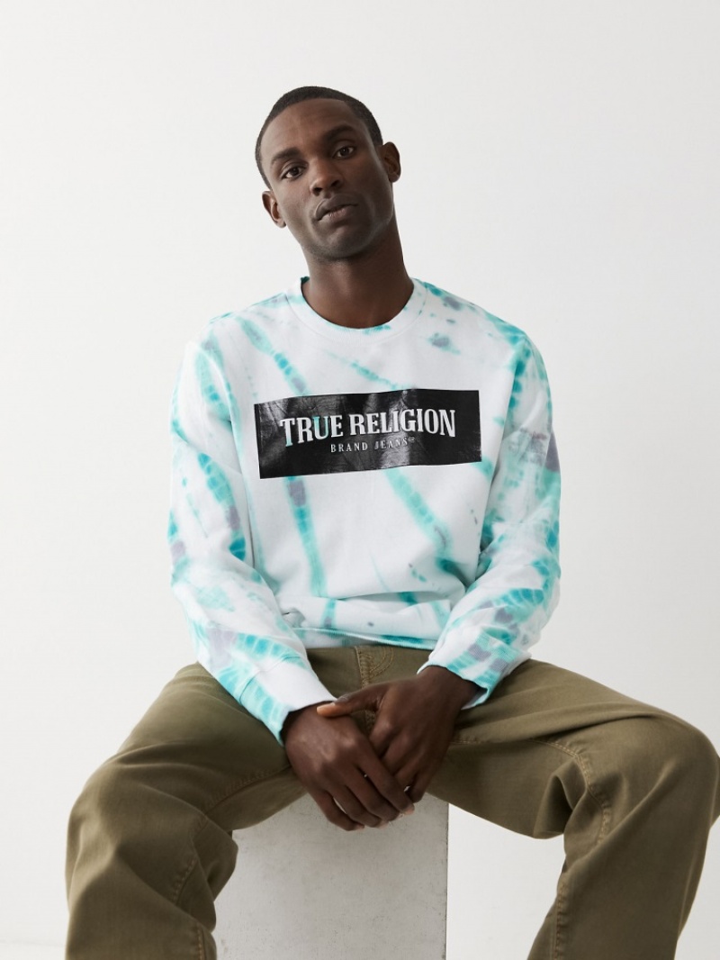 Sweat a Capuche True Religion Tie Dye Crewneck Homme Noir | QZG-05523784