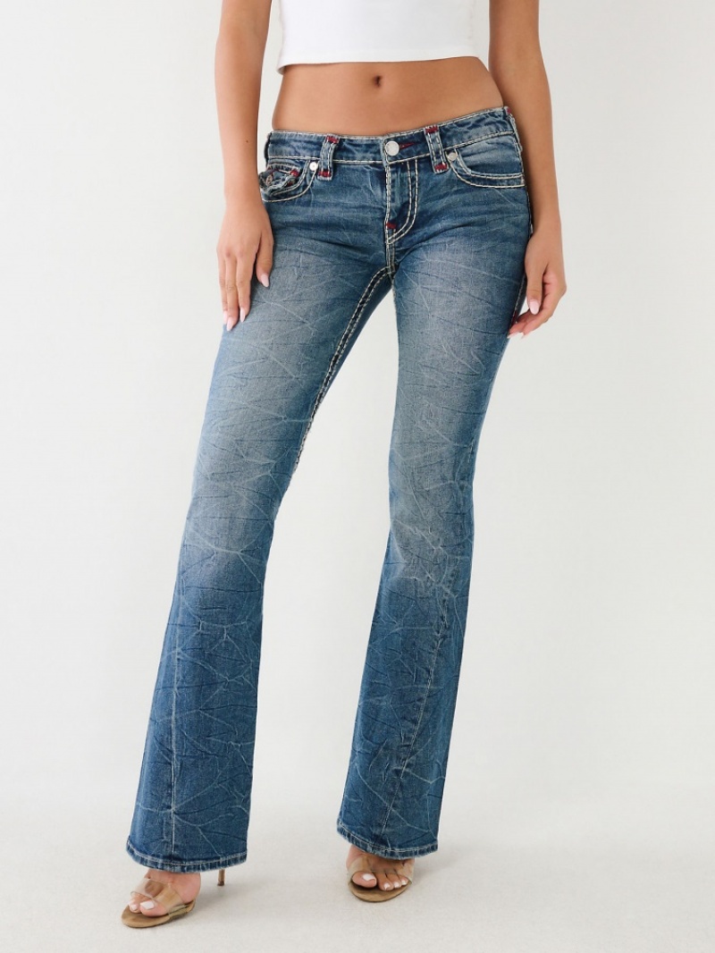 Big T & Super T Stitch True Religion Joey Super T Low Rise Flare Jean Femme Blanche Bleu | EJZ-85651411