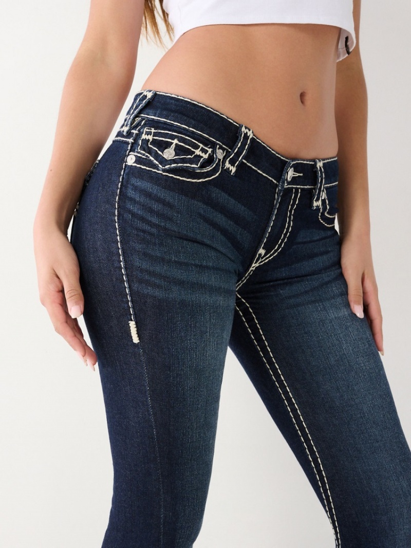 Big T & Super T Stitch True Religion Joey Low Rise Super T Flare Jean Femme Bleu Marine | JIE-95555262