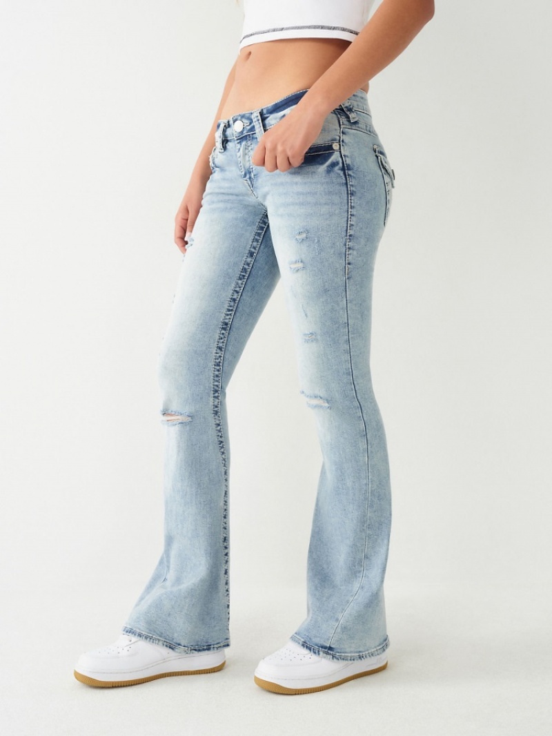 Big T & Super T Stitch True Religion Joey Low Rise Big T Flare Jean Femme Bleu | UWD-78705546