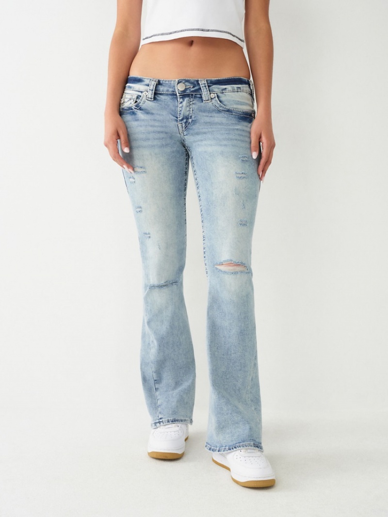 Big T & Super T Stitch True Religion Joey Low Rise Big T Flare Jean Femme Bleu | UWD-78705546