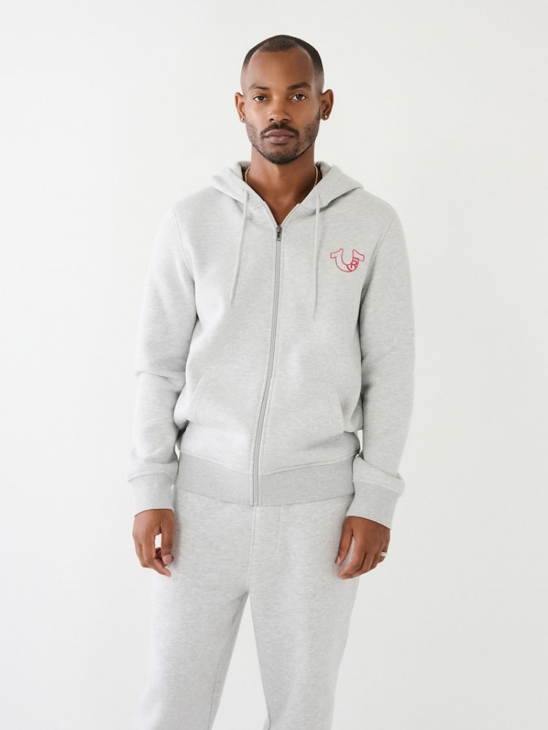 Sweat a Capuche True Religion Logo Zip Homme Bleu | BXI-00381861