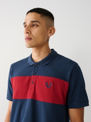 Chemises True Religion Color Block Logo Polo Shirt Homme Orange Rose | HLA-06300159