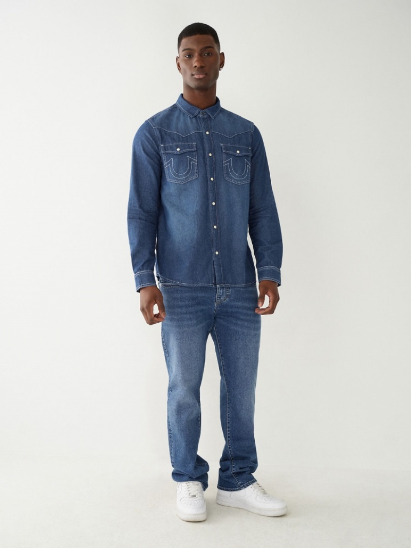 Chemises True Religion Chambray Western Shirt Homme Noir | JQU-68740446