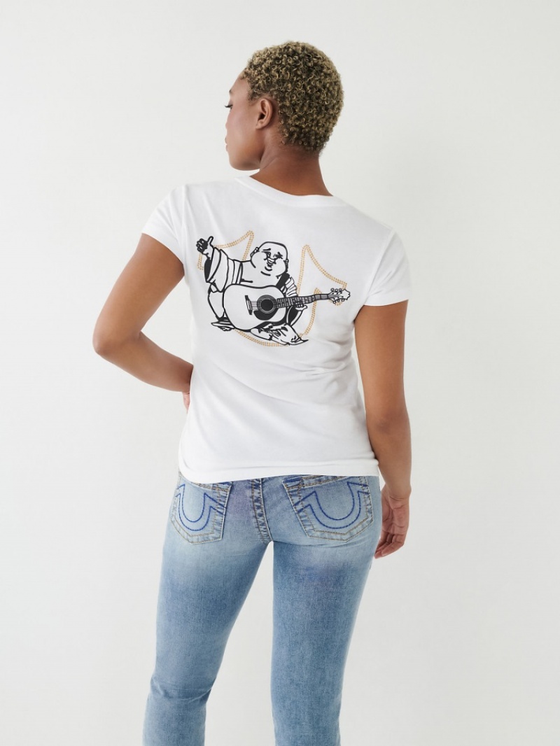 T Shirts True Religion Crystal Buddha V Femme Noir | KUV-03713230