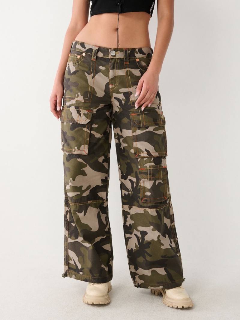 Big T & Super T Stitch True Religion Jessie Big T Camo Cargo Super Baggy Pant Femme Noir | WVX-59650604