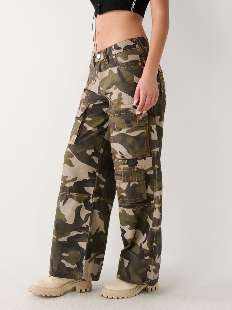 Big T & Super T Stitch True Religion Jessie Big T Camo Cargo Super Baggy Pant Femme Noir | WVX-59650604