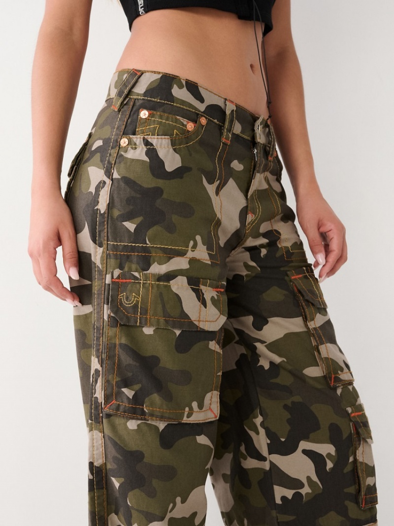 Big T & Super T Stitch True Religion Jessie Big T Camo Cargo Super Baggy Pant Femme Noir | WVX-59650604