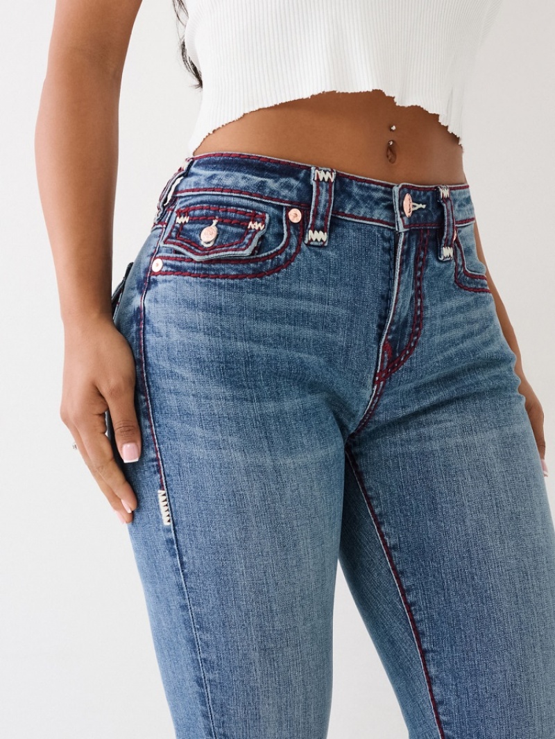 Big T & Super T Stitch True Religion Jennie Super T Curvy Mince Jean Femme Blanche Bleu Marine | CFI-73493149