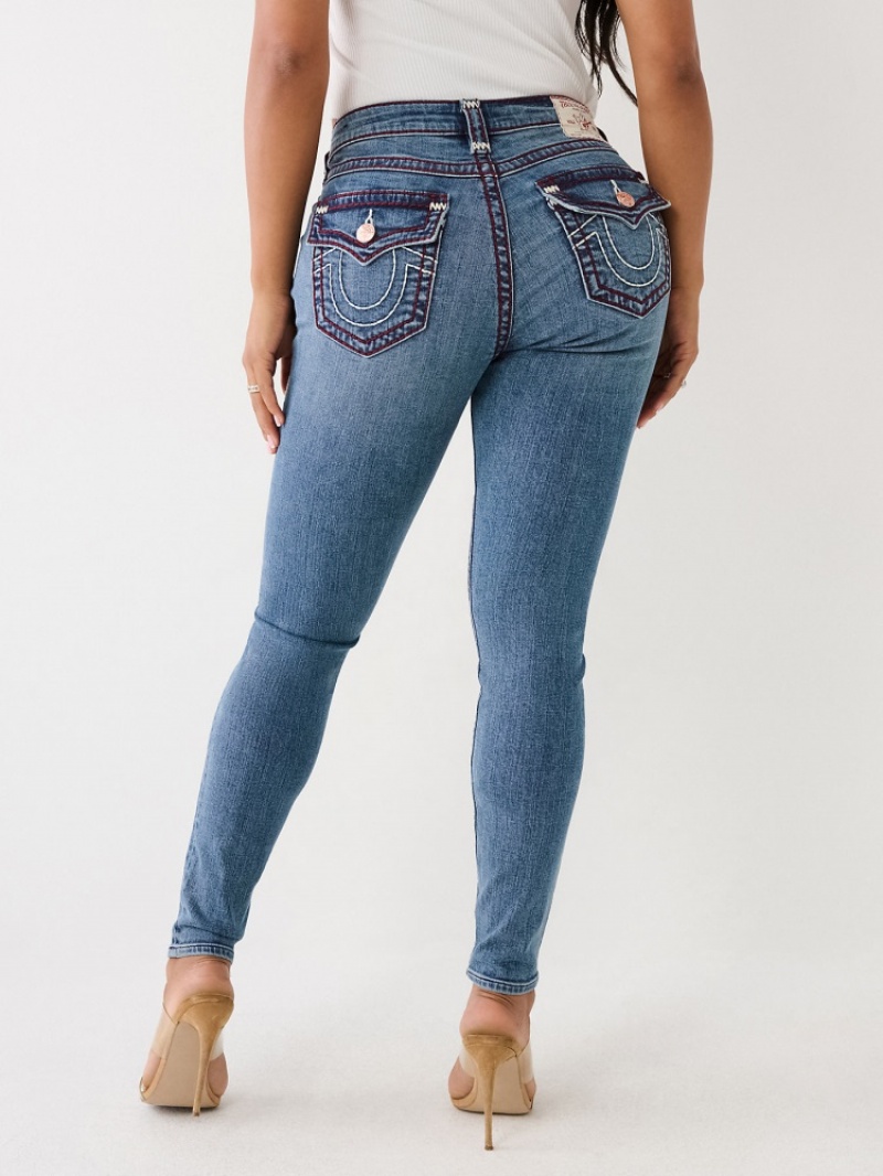 Big T & Super T Stitch True Religion Jennie Super T Curvy Mince Jean Femme Blanche Bleu Marine | CFI-73493149