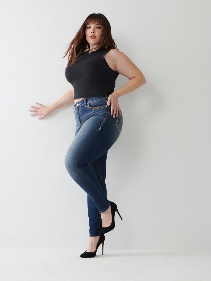 Big T & Super T Stitch True Religion Jennie Super Q Curvy Mince Jean Femme Bleu | ZJO-16051693