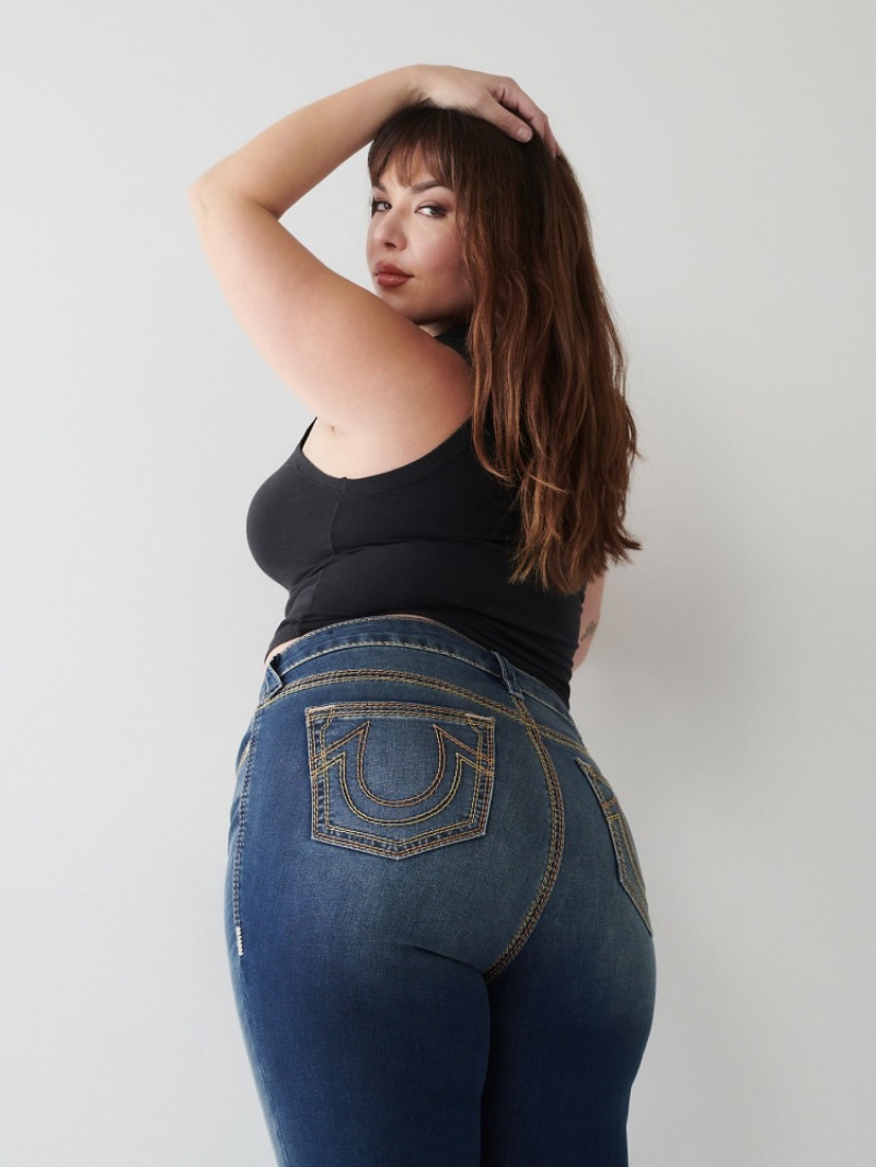 Big T & Super T Stitch True Religion Jennie Super Q Curvy Mince Jean Femme Bleu | ZJO-16051693